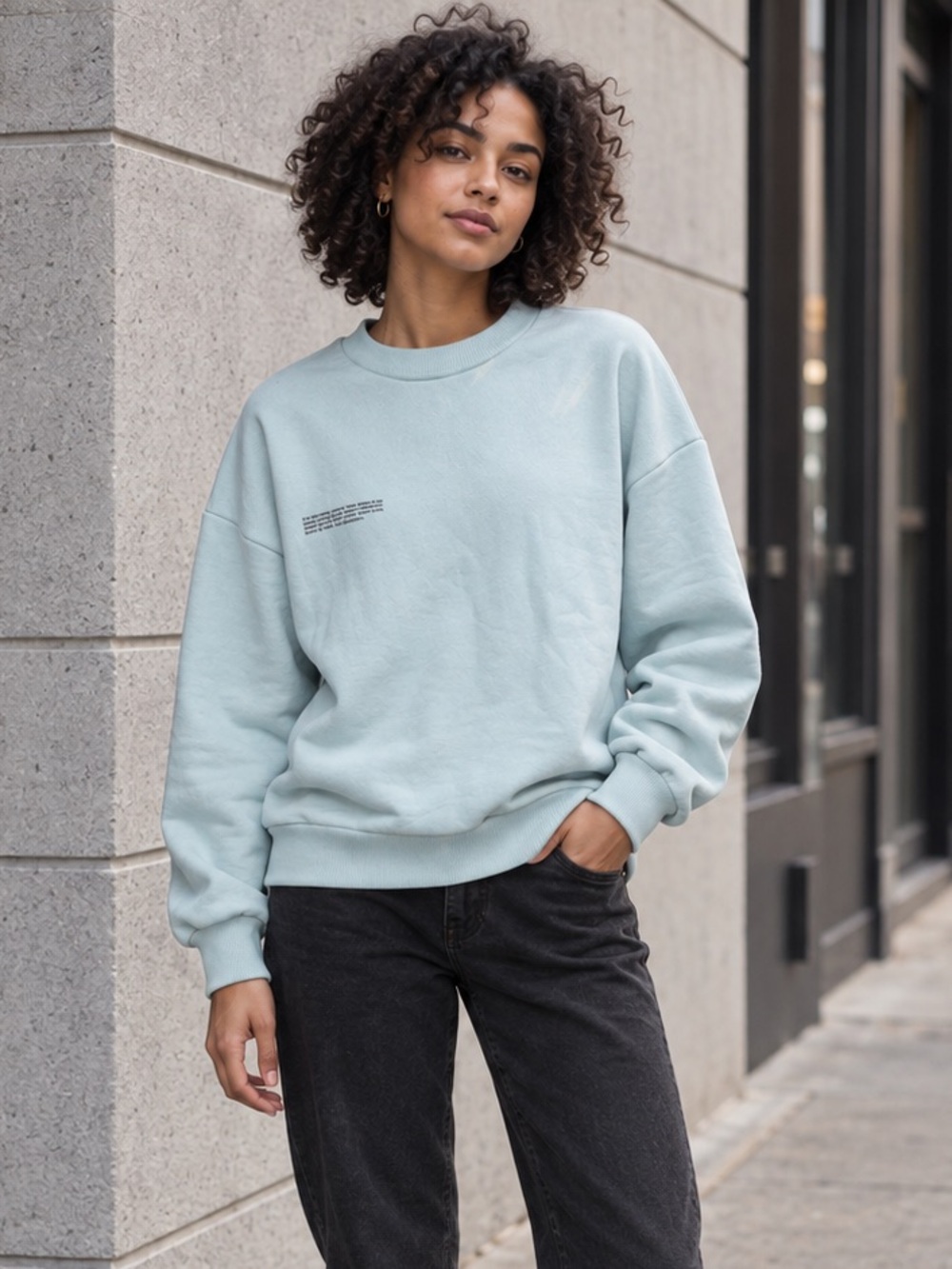 PANGAIA Organic Cotton PPRMINT Oversized Sweatshirt Light Blue XS